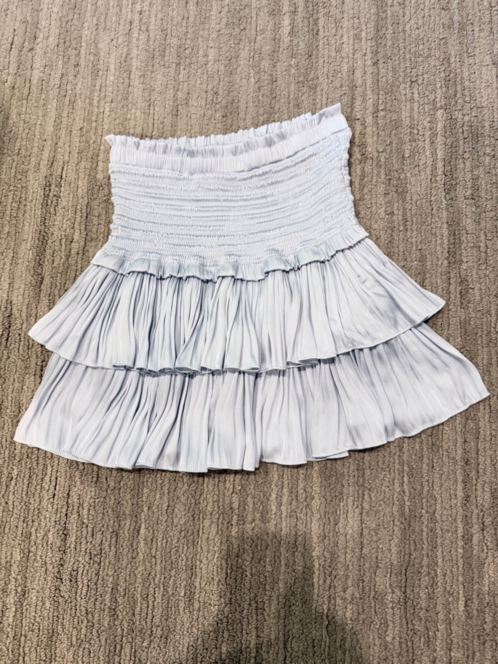 Light Blue Ruffled Tiered Mini Skirt - Picture 3 of 14